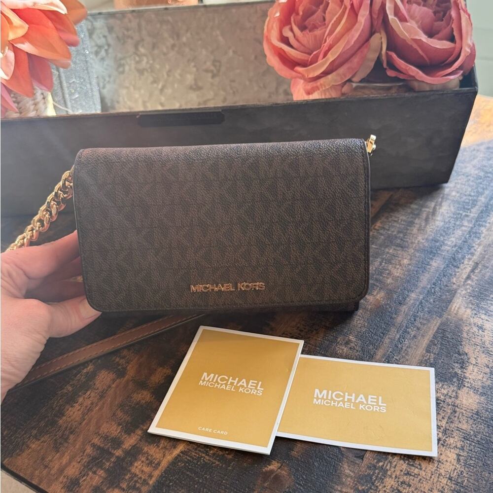 Michael Kors Dark Brown Crossbody with Gold Accents